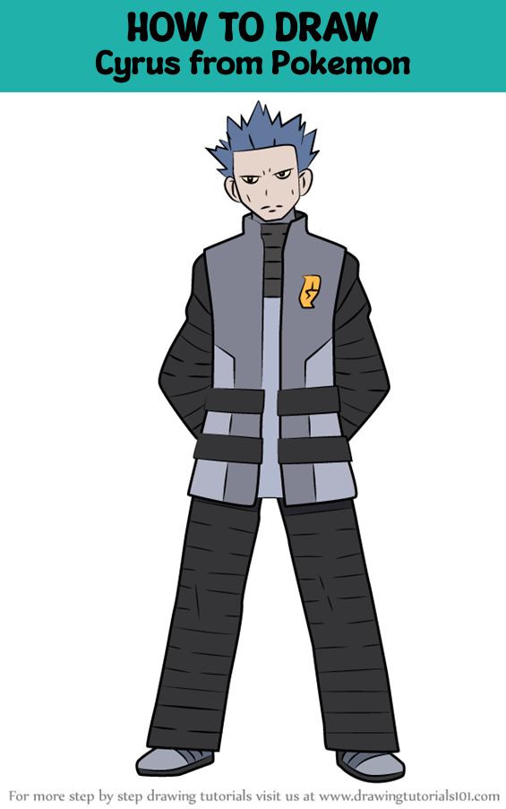How to Draw Cyrus from Pokemon (Pokemon) Step by Step