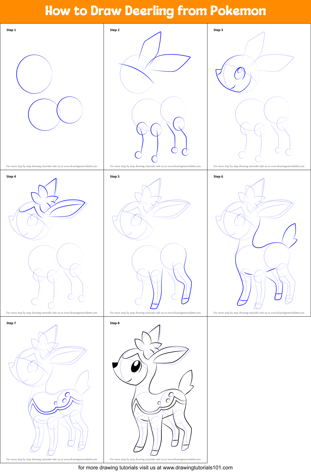🧡 How to draw Pokemon Deerling - Cute Pokemon - 포켓몬 그리는