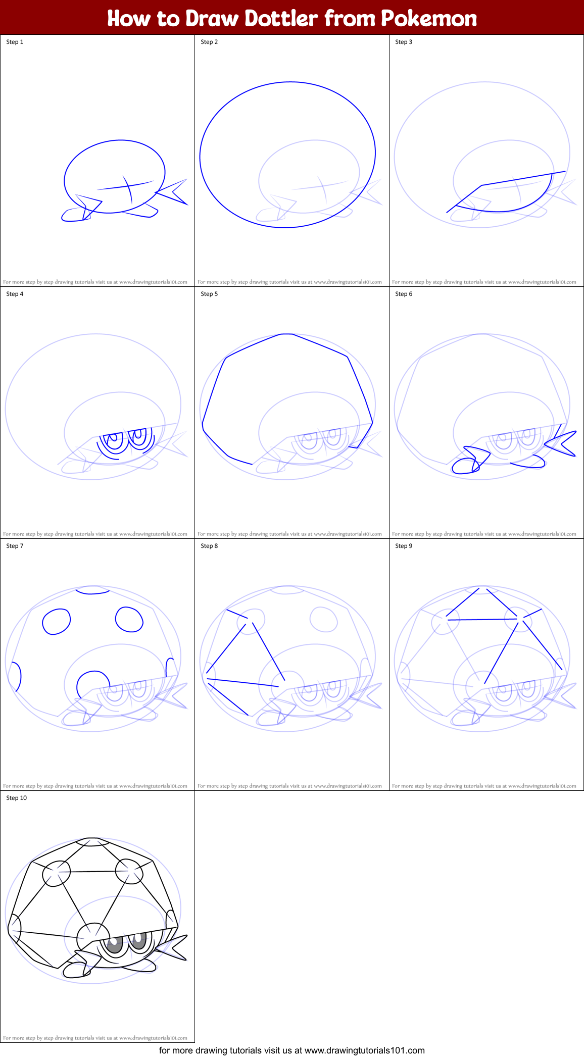 How to Draw Dottler from Pokemon Printable Step by Step