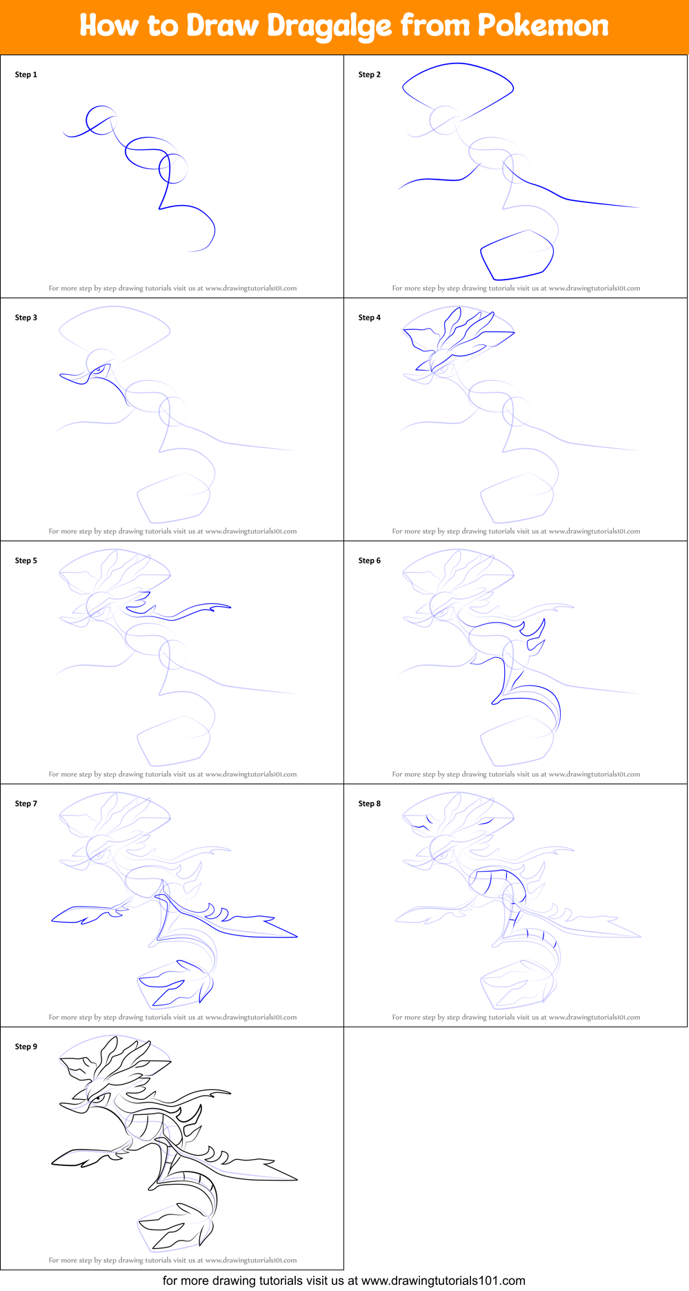 How to Draw Dragalge from Pokemon Printable Step by Step