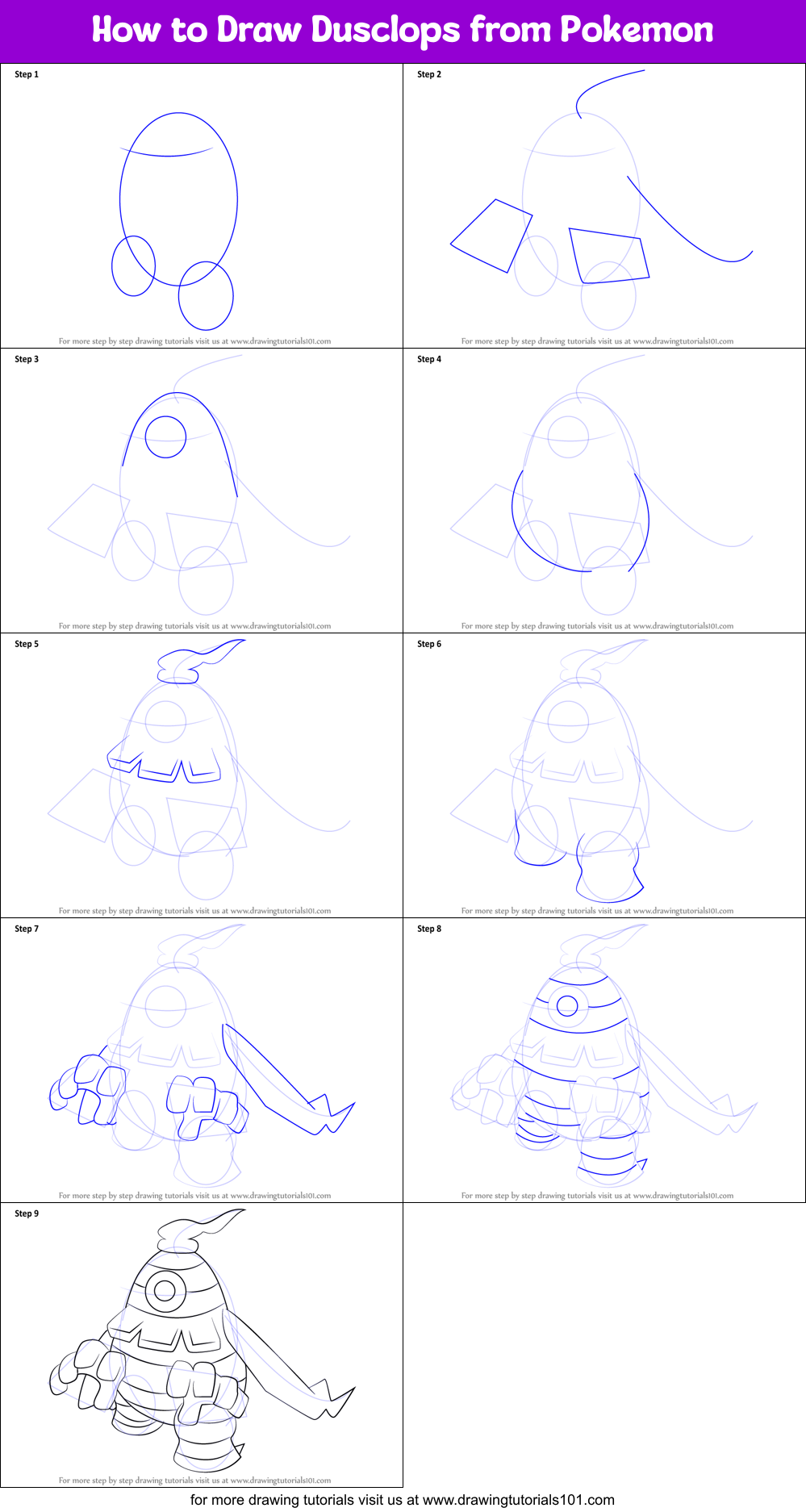 How to Draw Dusclops from Pokemon Printable Step by Step