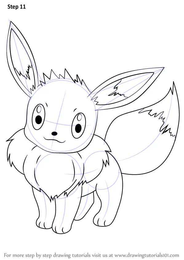 Step by Step How to Draw Eevee from Pokemon : DrawingTutorials101.com