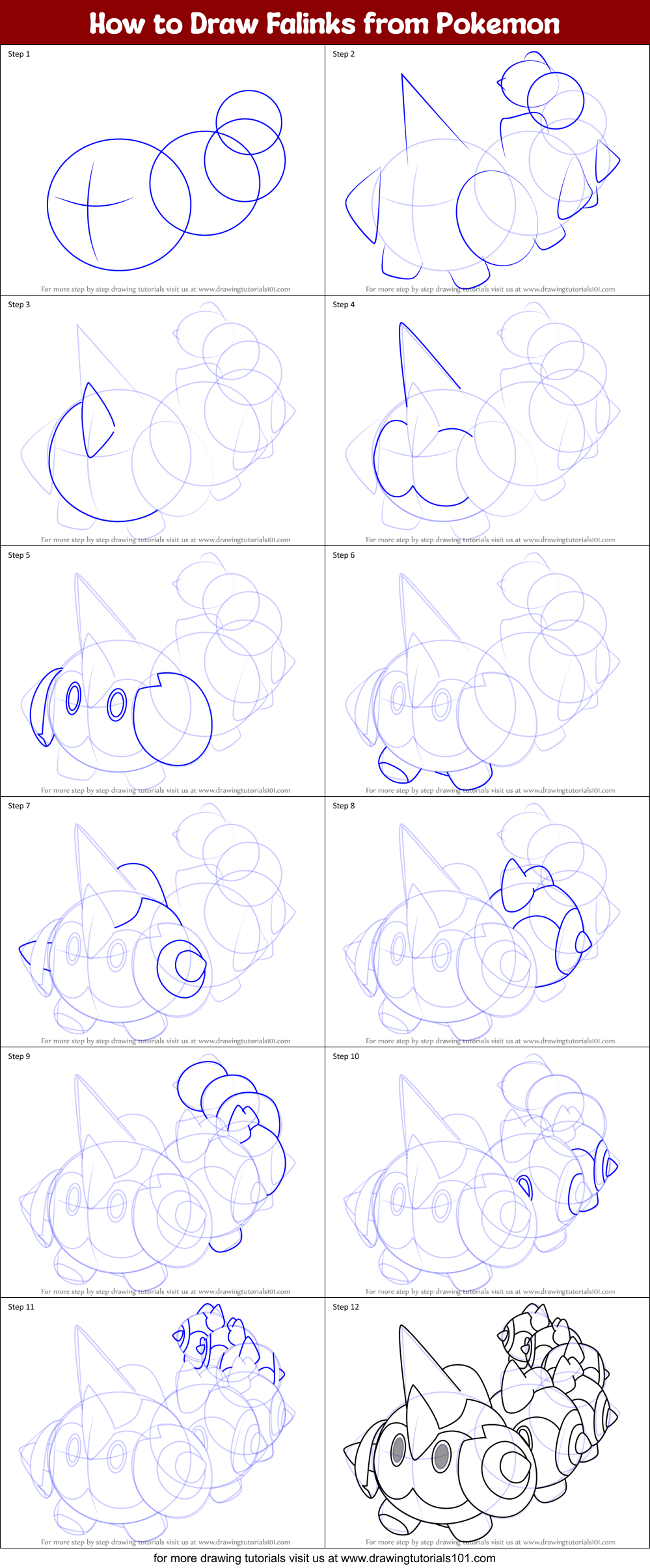 How to Draw Falinks from Pokemon Printable Step by Step