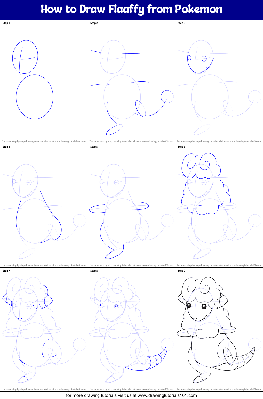 How to Draw Flaaffy from Pokemon Printable Step by Step