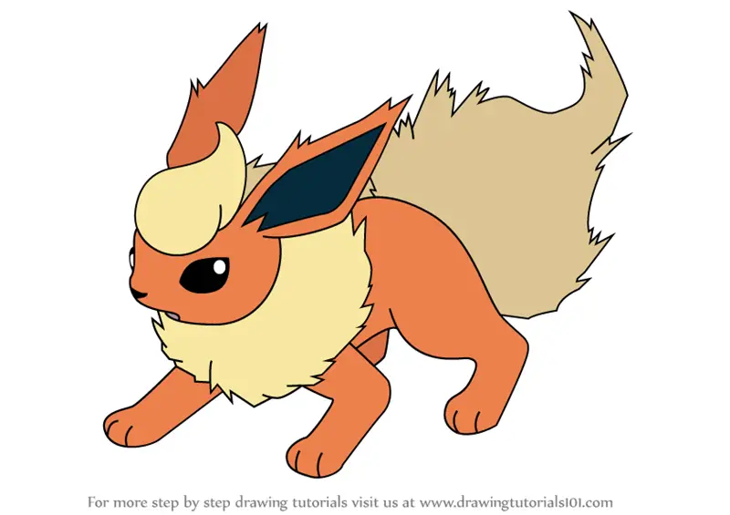 Learn How To Draw Flareon From Pokemon Pokemon Step By Step Drawing