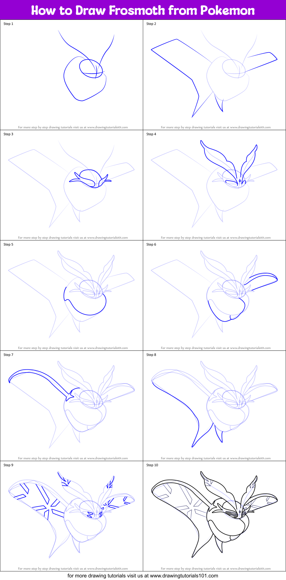 How to Draw Frosmoth from Pokemon Printable Step by Step