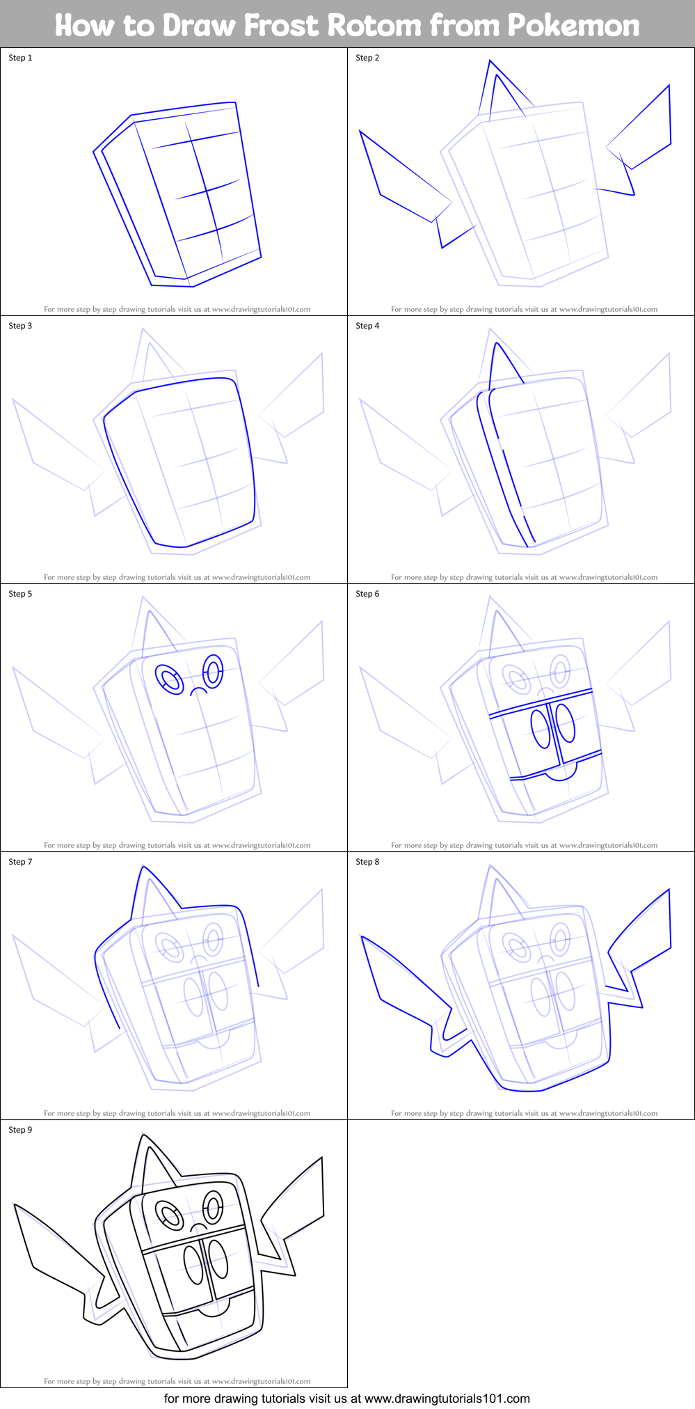 How to Draw Frost Rotom from Pokemon Printable Step by Step