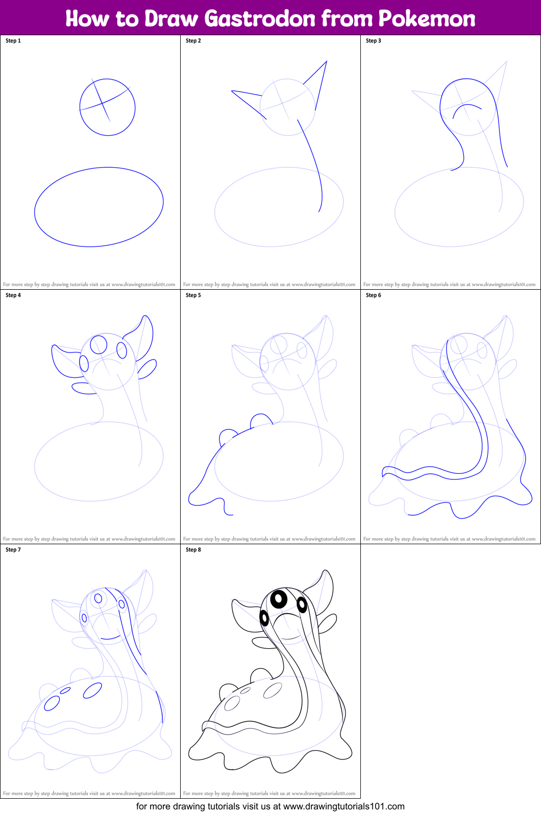 How to Draw Gastrodon from Pokemon Printable Step by Step