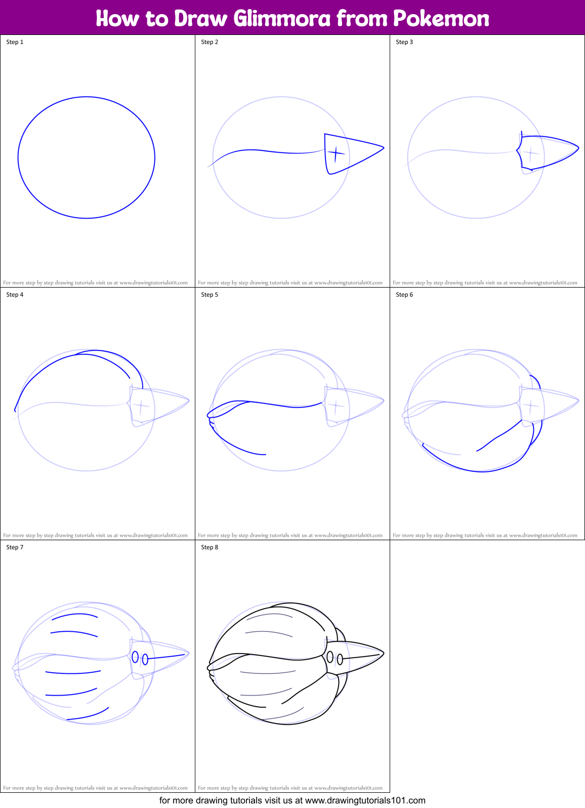 How to Draw Glimmora from Pokemon Printable Step by Step