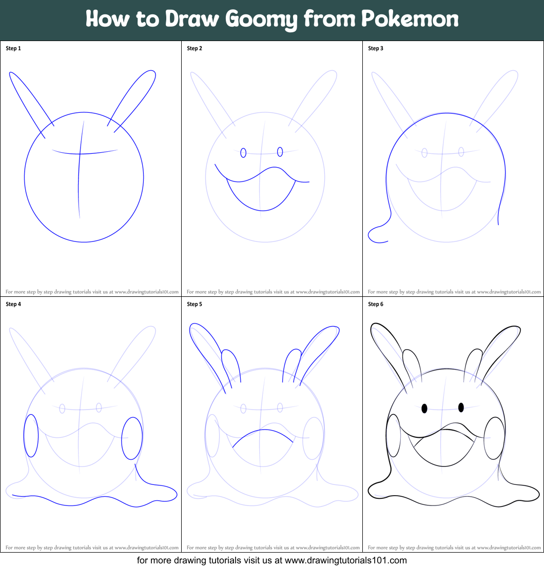 How to Draw Goomy from Pokemon Printable Step by Step