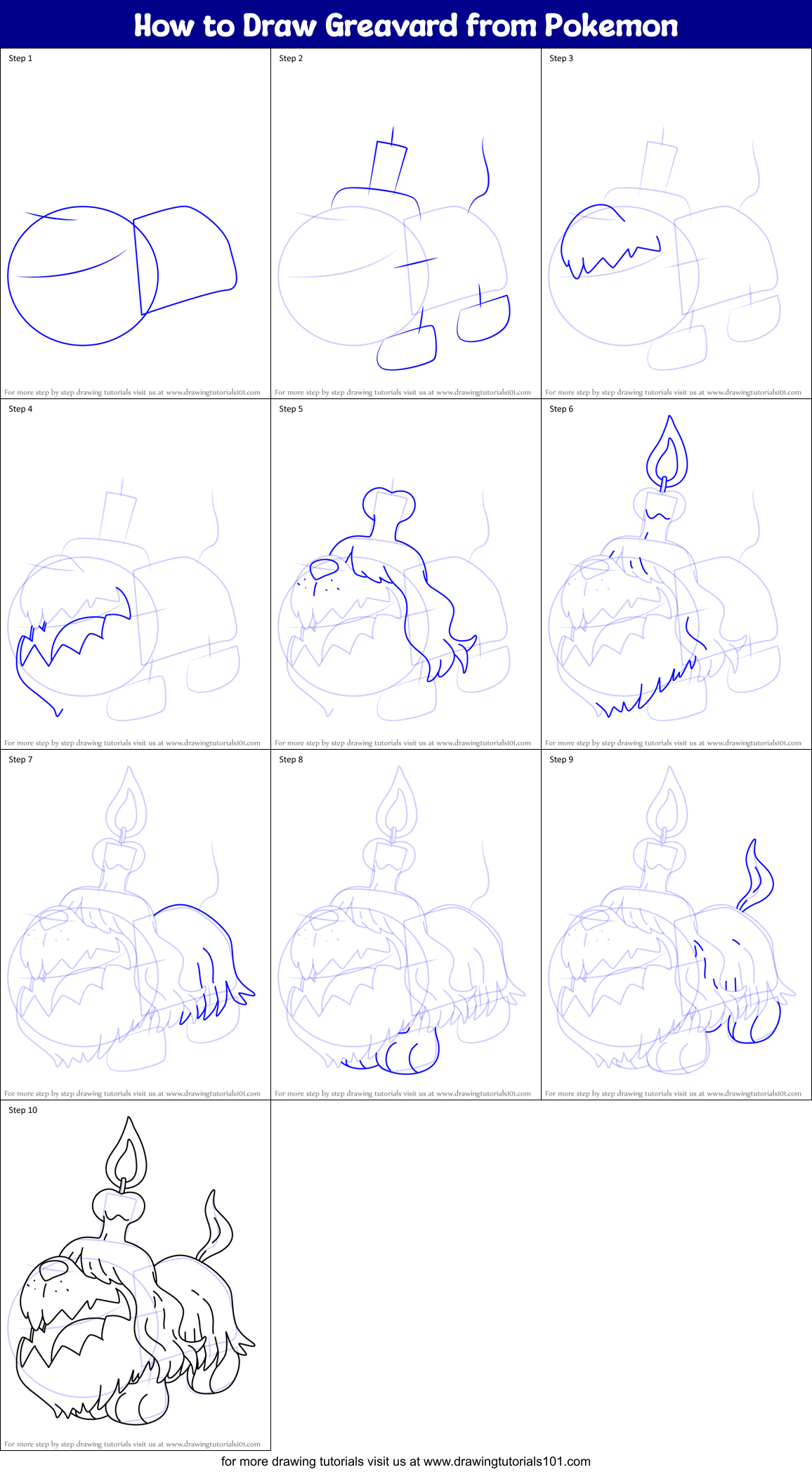 How to Draw Greavard from Pokemon Printable Step by Step