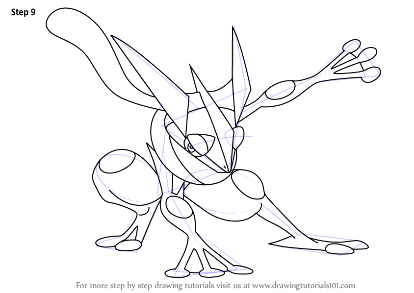 Step by Step How to Draw Greninja from Pokemon : DrawingTutorials101.com