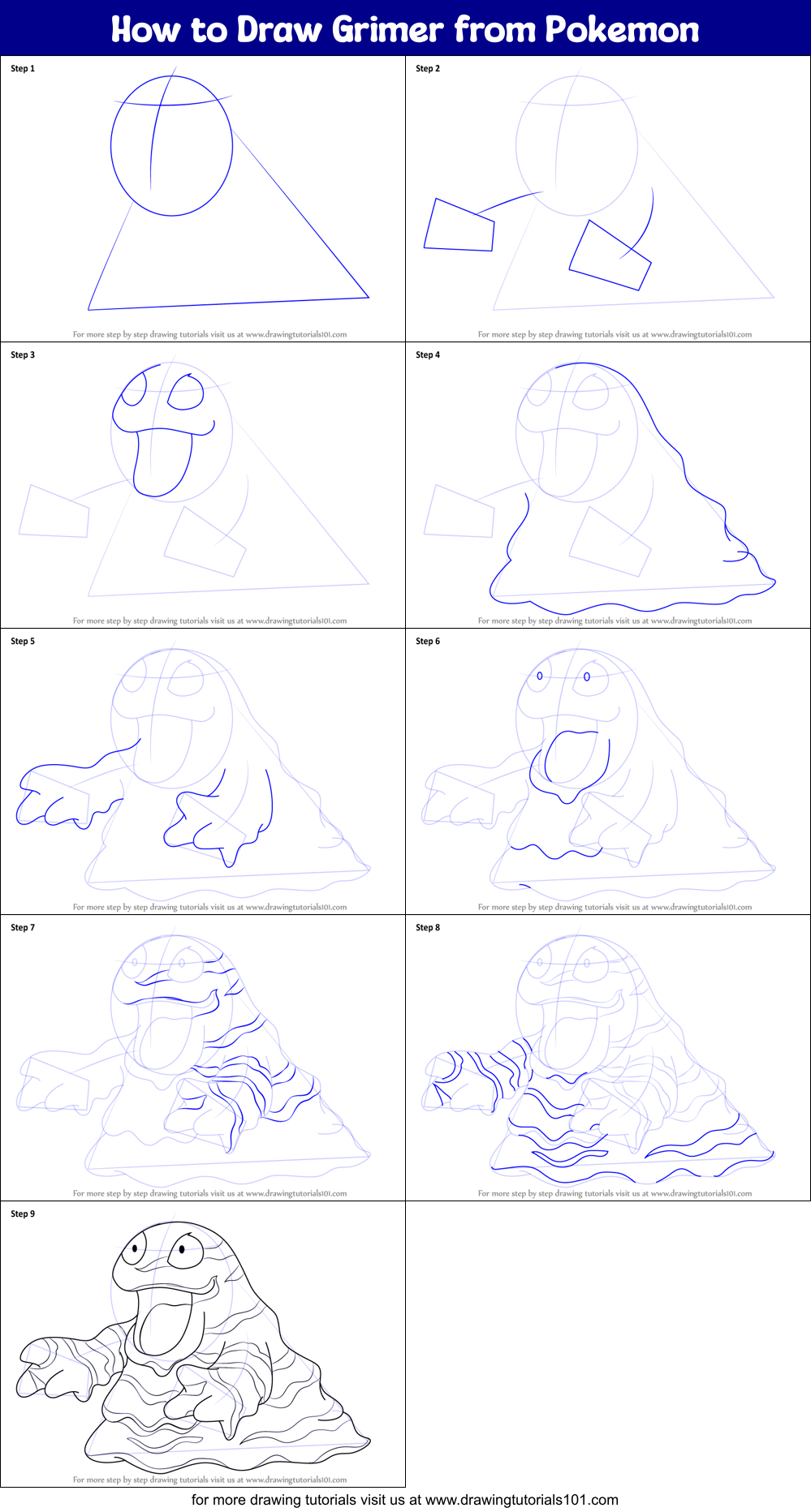 How to Draw Grimer from Pokemon Printable Step by Step
