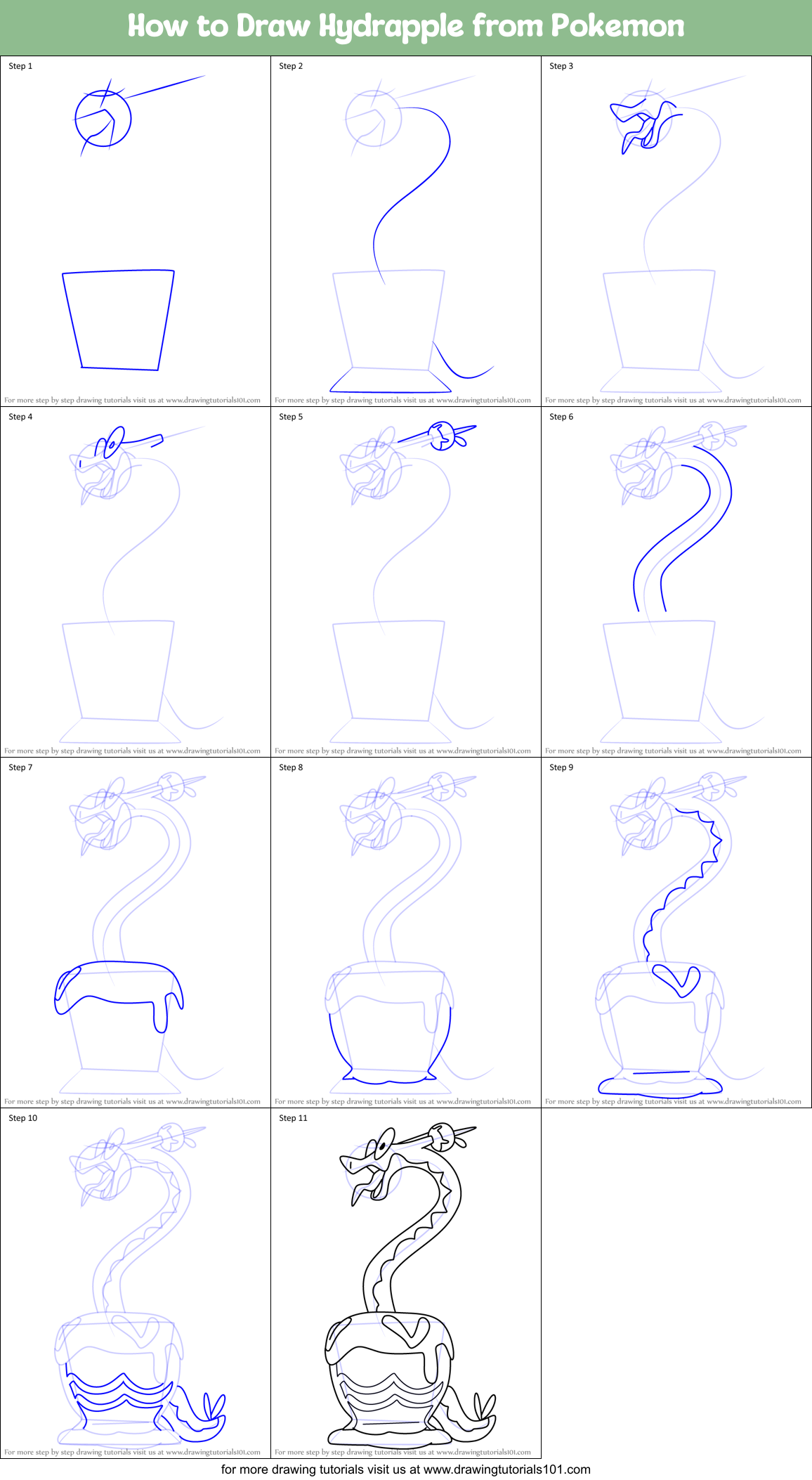 How to Draw Hydrapple from Pokemon Printable Step by Step