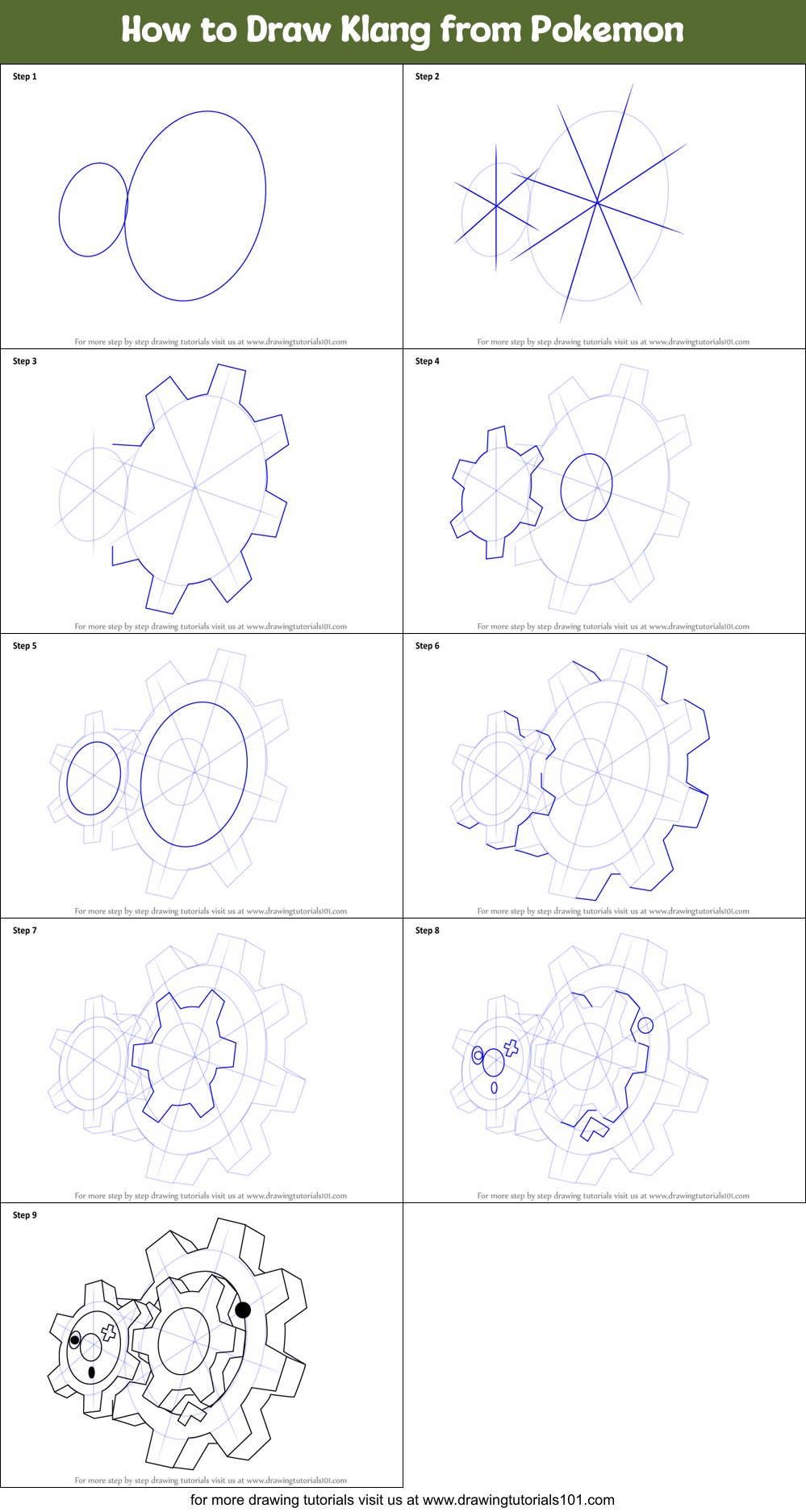 How to Draw Klang from Pokemon Printable Step by Step