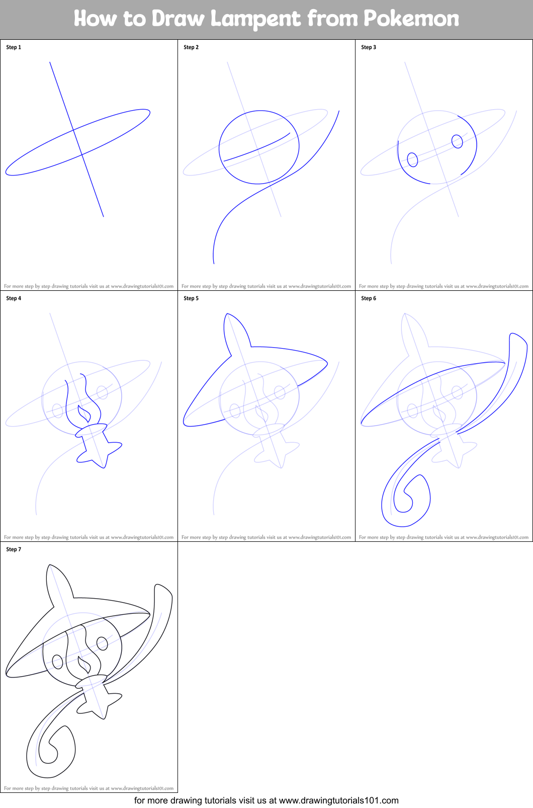 How to Draw Lampent from Pokemon Printable Step by Step