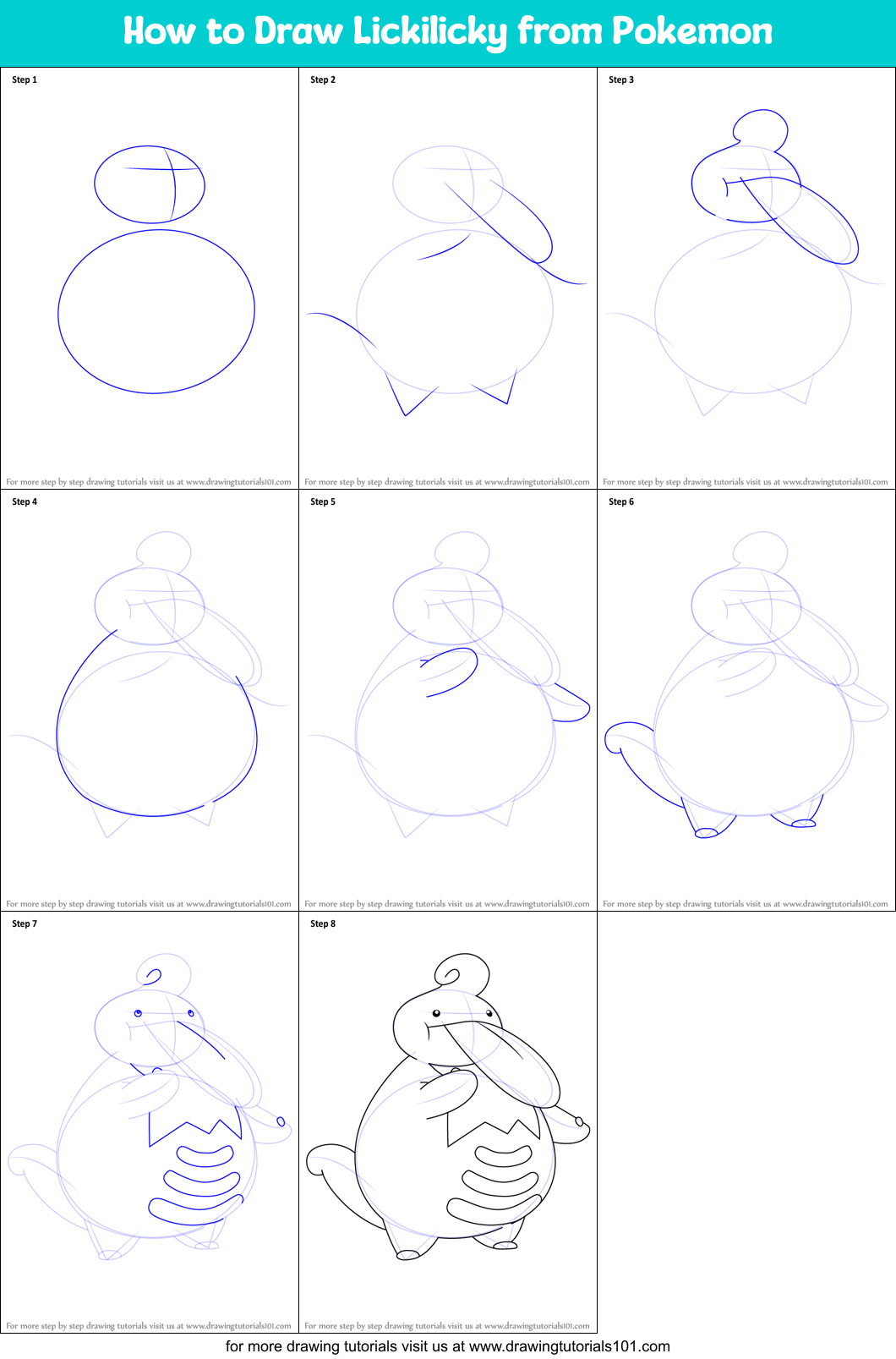 How to Draw Lickilicky from Pokemon Printable Step by Step