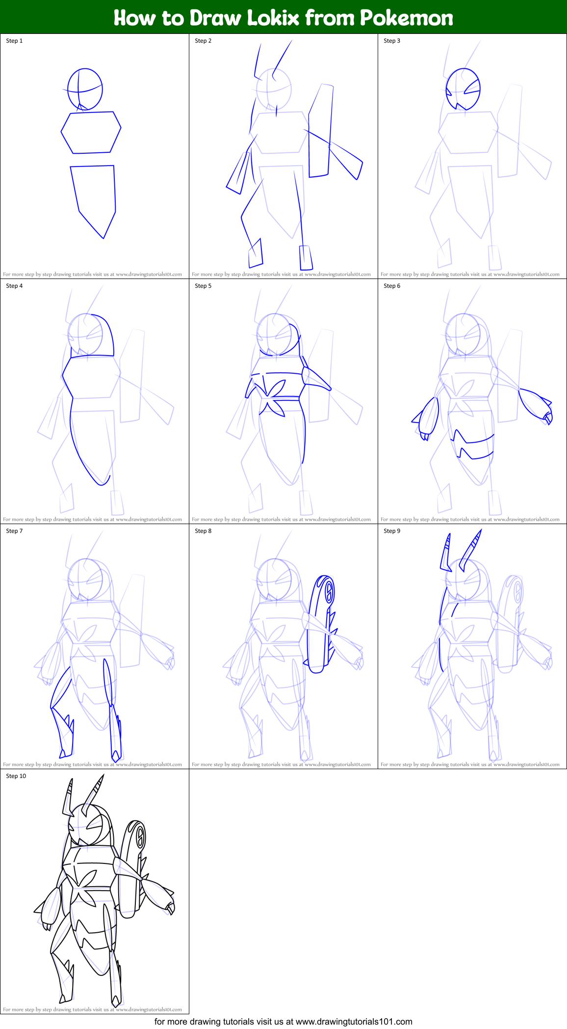 How to Draw Lokix from Pokemon Printable Step by Step