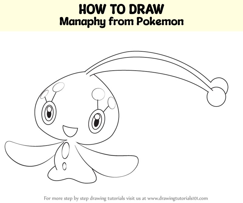 How To Draw Manaphy From Pokemon Pokemon Step By Step 