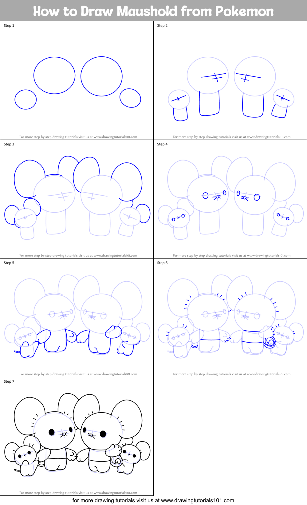 How to Draw Maushold from Pokemon Printable Step by Step