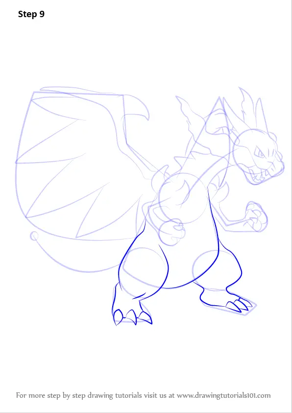 learn how to draw mega charizard x from pokemon pokemon step by step drawing tutorials