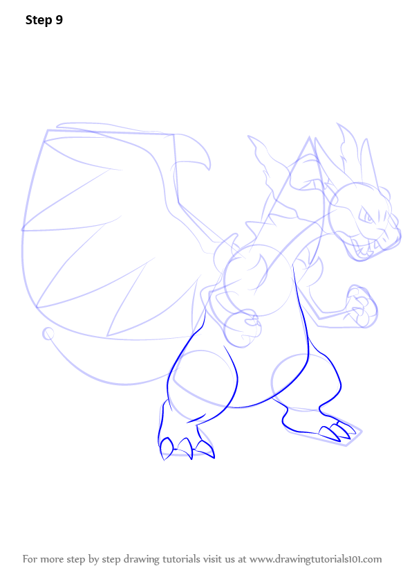 learn how to draw mega charizard x from pokemon pokemon step by step drawing tutorials