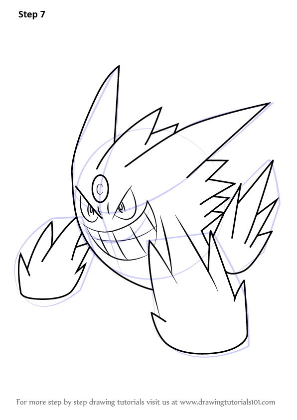 Learn How to Draw Mega Gengar from Pokemon (Pokemon) Step by Step