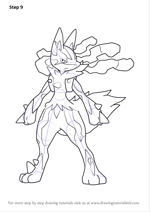 Learn How to Draw Mega Lucario from Pokemon (Pokemon) Step by Step