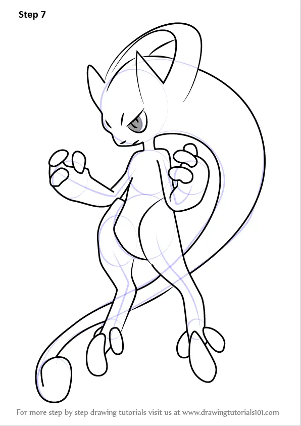 Step by Step How to Draw Mega Mewtwo Y from Pokemon ...