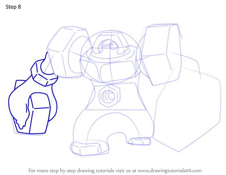 Step by Step How to Draw Melmetal from Pokemon : DrawingTutorials101.com