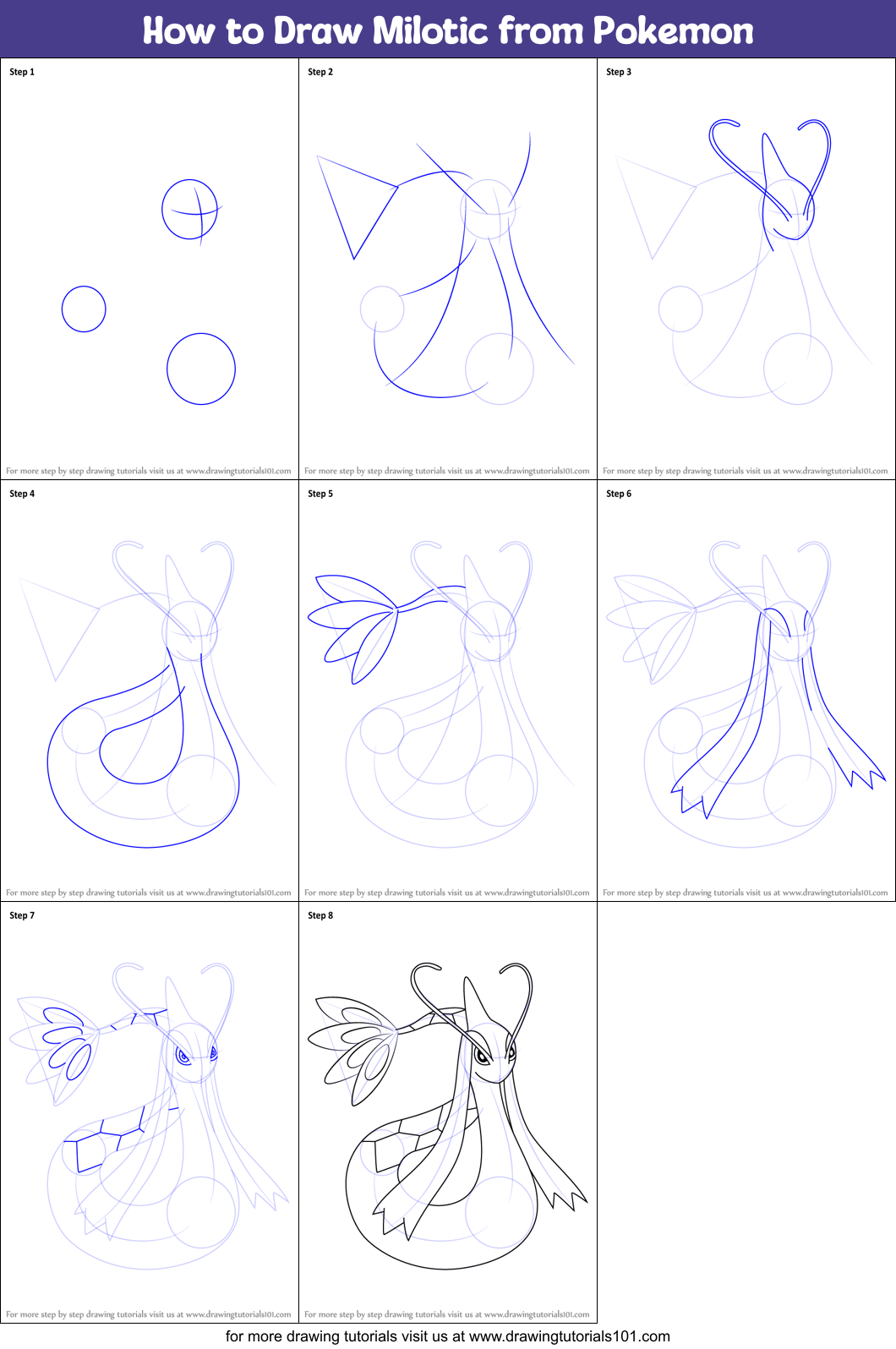 How to Draw Milotic from Pokemon Printable Step by Step