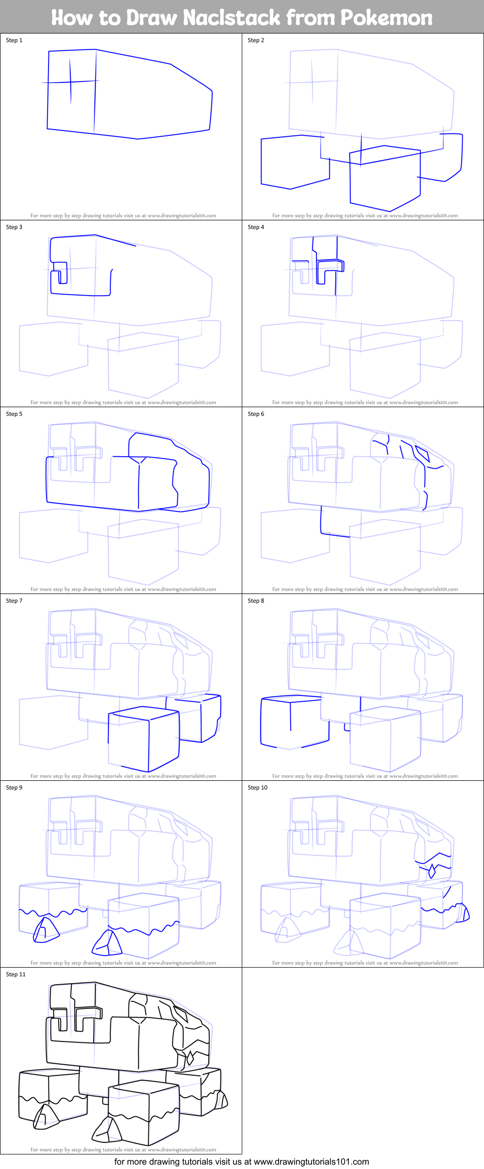 How to Draw Naclstack from Pokemon Printable Step by Step