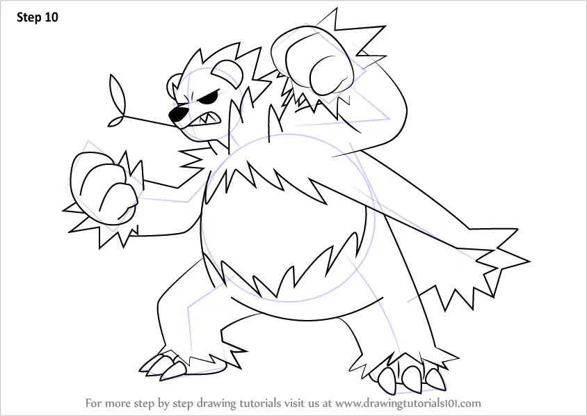 Learn How to Draw Pangoro from Pokemon (Pokemon) Step by Step : Drawing
