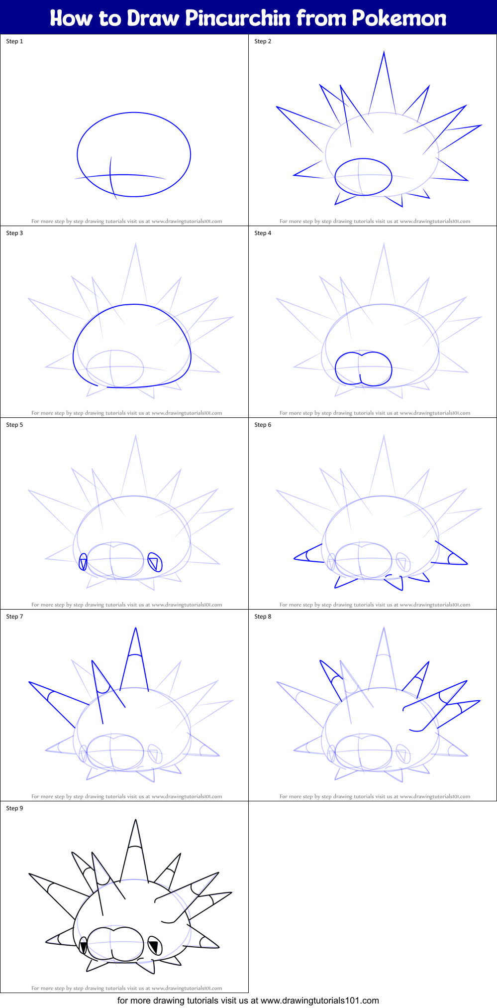 How to Draw Pincurchin from Pokemon Printable Step by Step