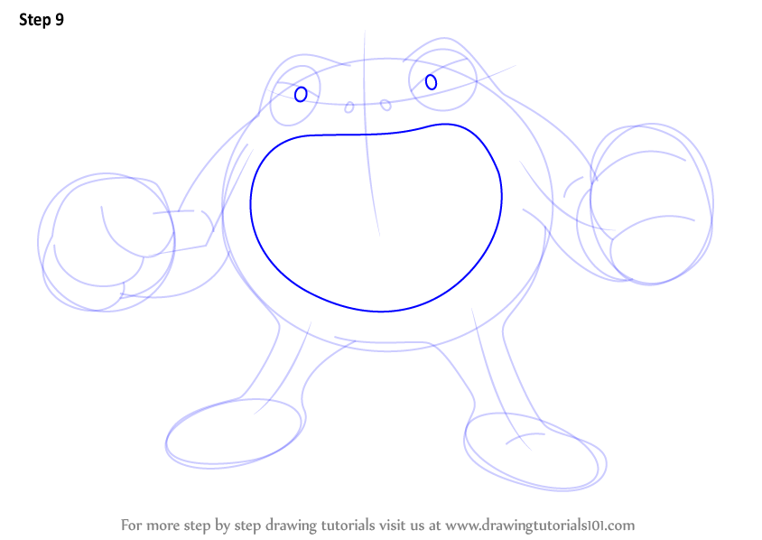 Step by Step How to Draw Poliwrath from Pokemon : DrawingTutorials101.com