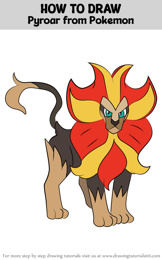 How to Draw Pyroar from Pokemon (Pokemon) Step by Step