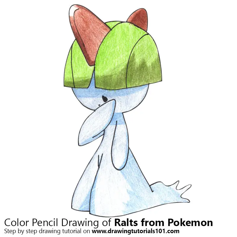 Ralts from Pokemon Color Pencil Drawing