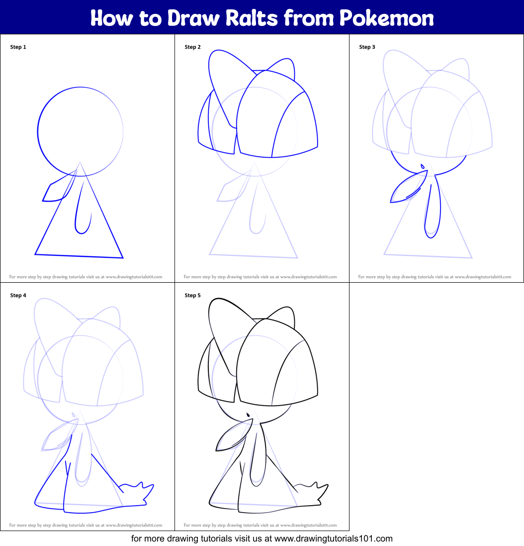 How to Draw Ralts from Pokemon Printable Step by Step
