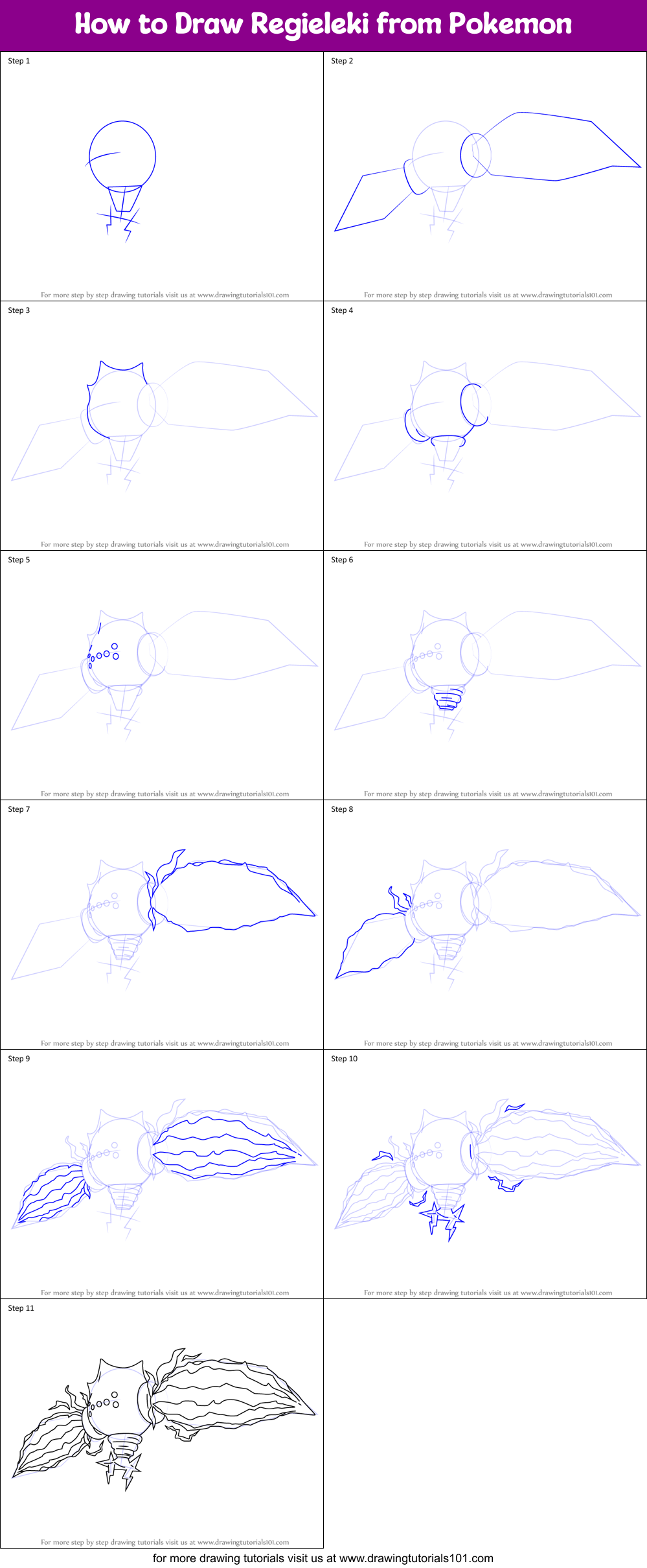 How to Draw Regieleki from Pokemon Printable Step by Step