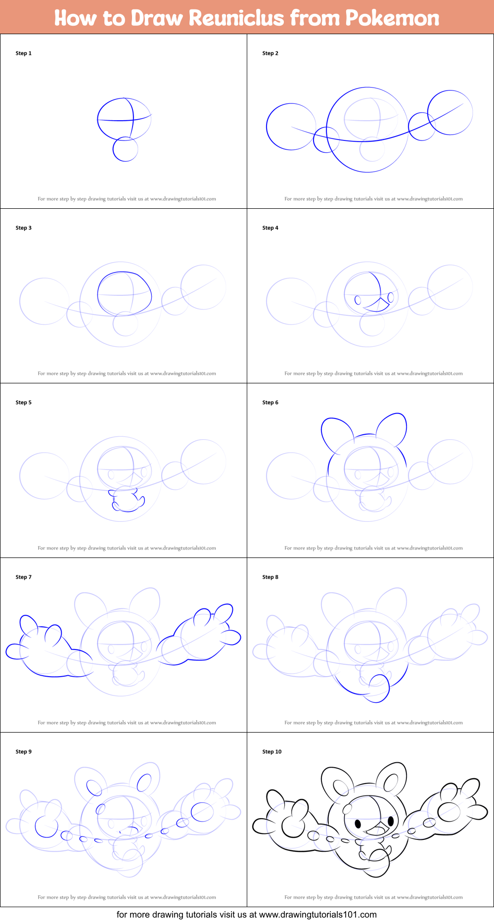 How to Draw Reuniclus from Pokemon Printable Step by Step