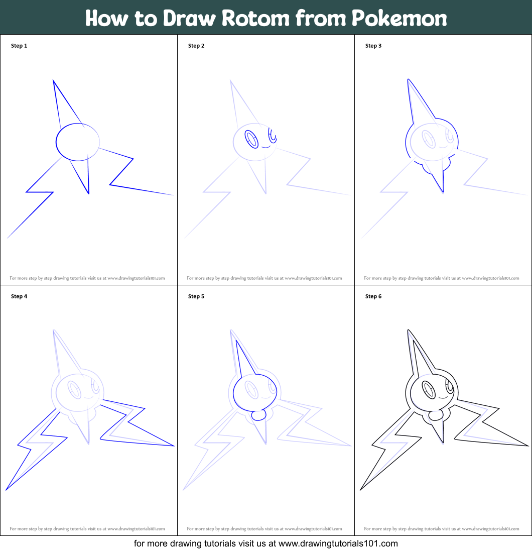 How to Draw Rotom from Pokemon Printable Step by Step