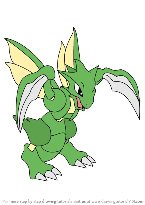 Learn How To Draw Scyther From Pokemon Pokemon Step By Step Drawing Tutorials