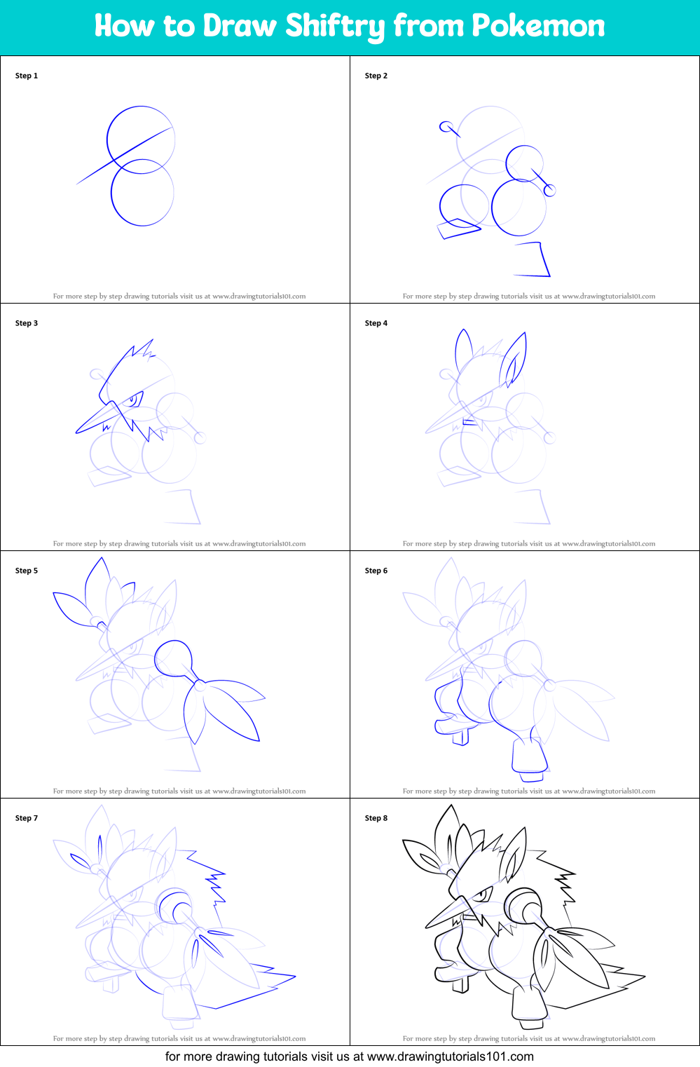 How to Draw Shiftry from Pokemon Printable Step by Step