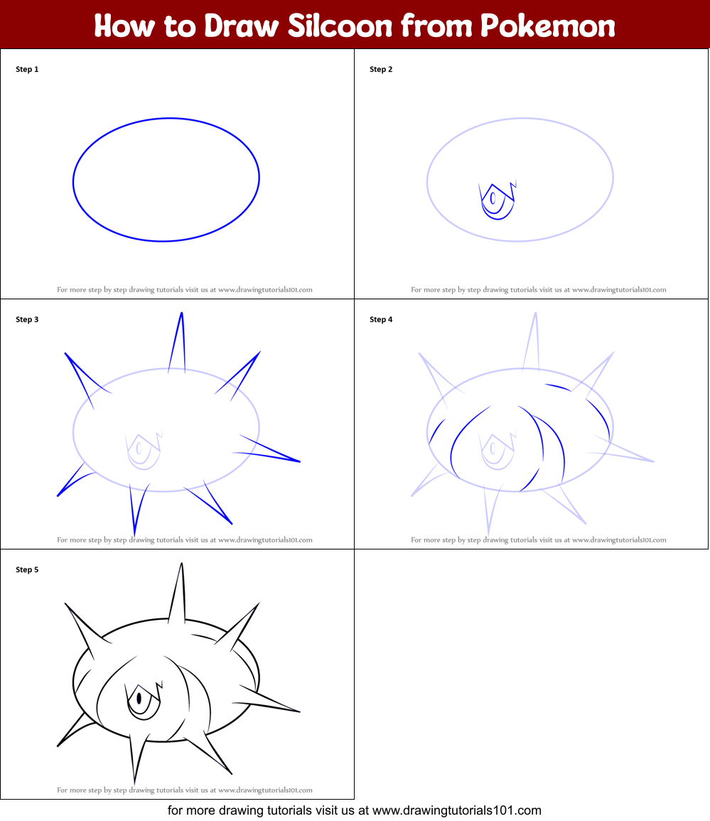 How to Draw Silcoon from Pokemon Printable Step by Step