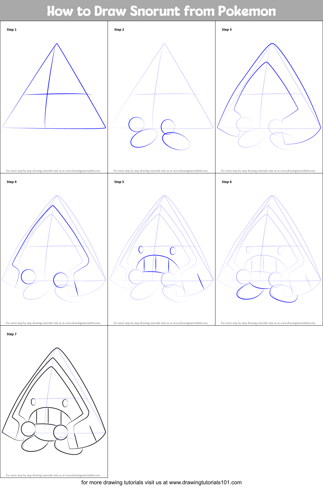 How to Draw Snorunt from Pokemon Printable Step by Step