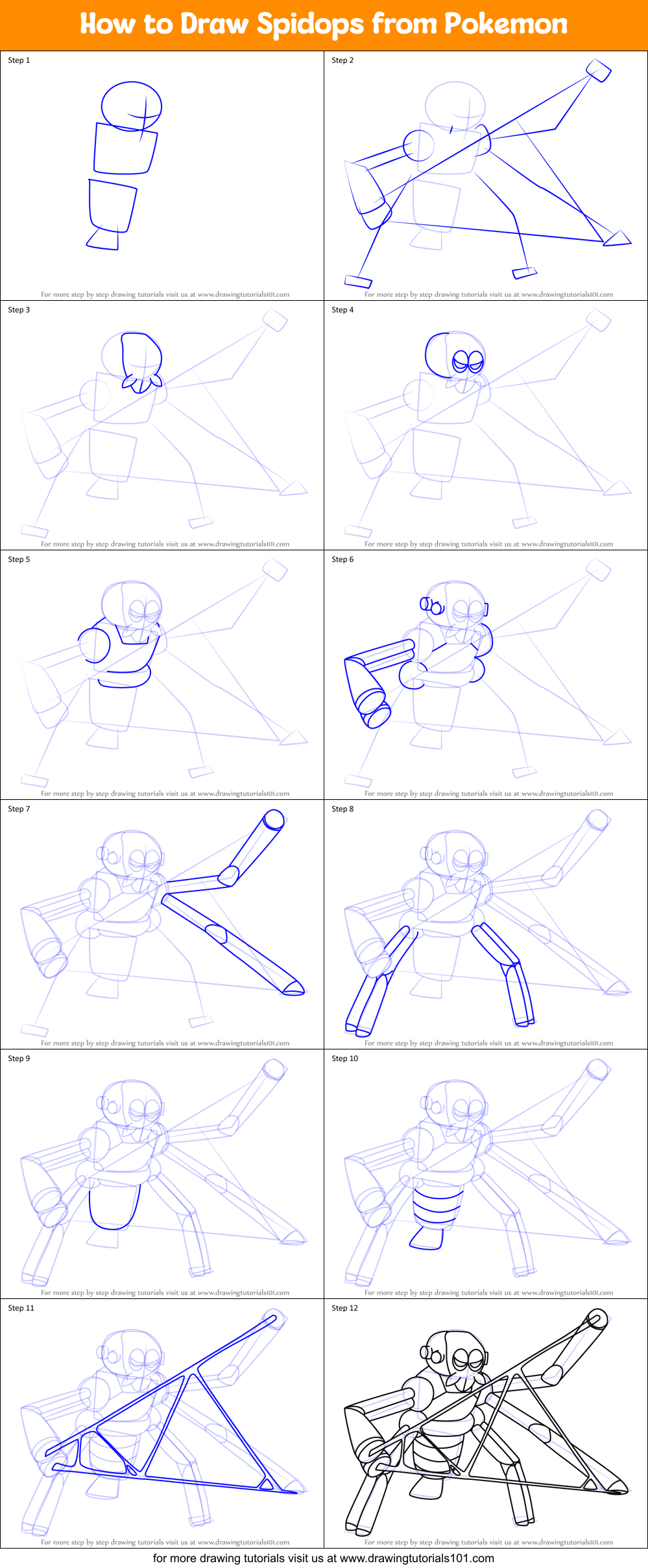 How to Draw Spidops from Pokemon Printable Step by Step