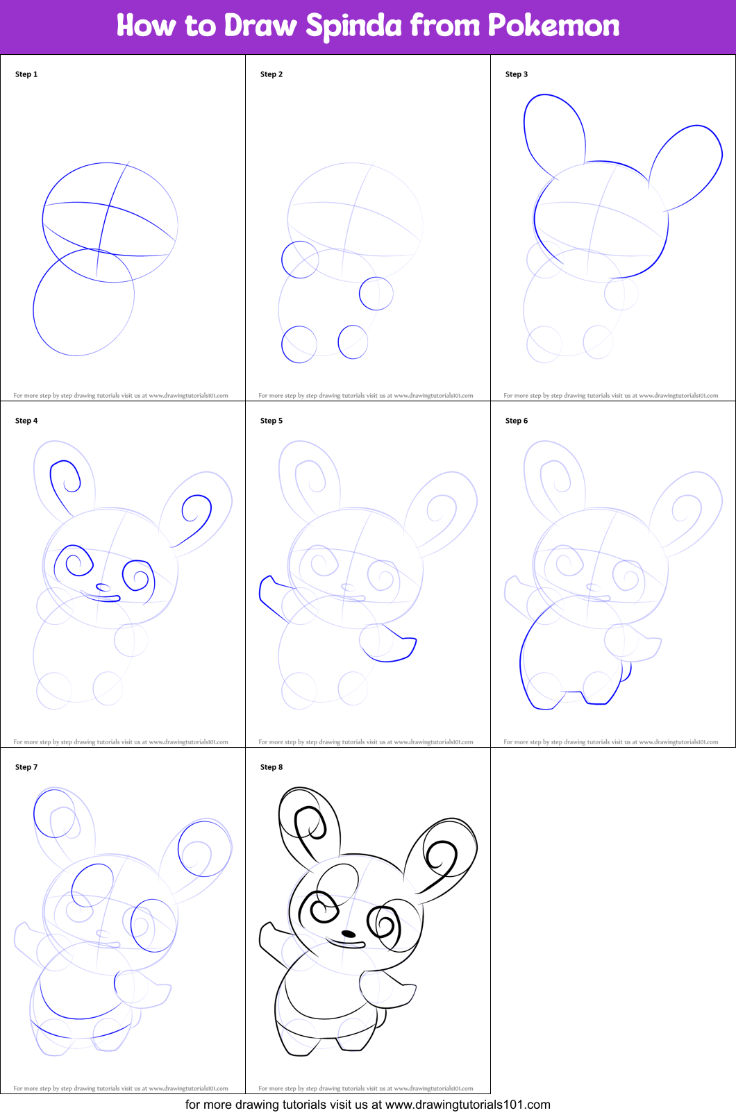 How to Draw Spinda from Pokemon Printable Step by Step