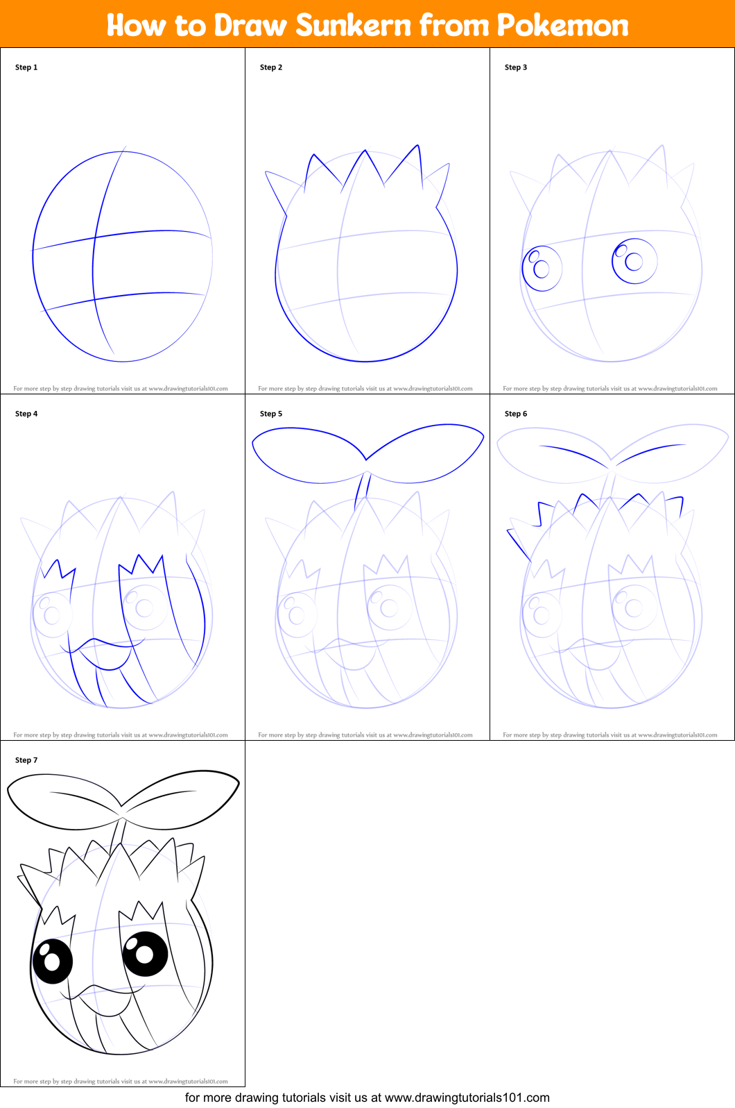 How to Draw Sunkern from Pokemon Printable Step by Step