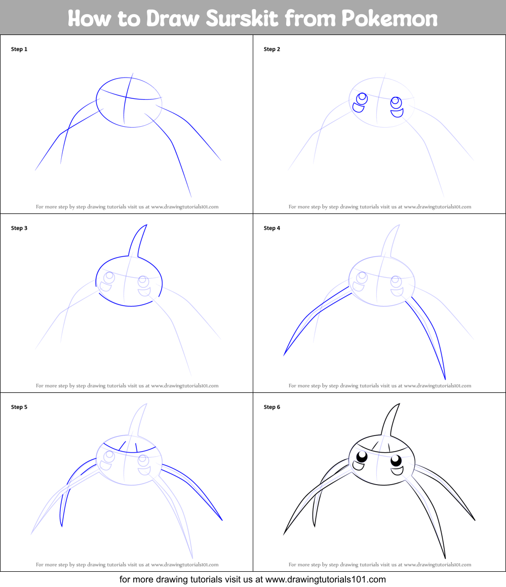 How to Draw Surskit from Pokemon Printable Step by Step
