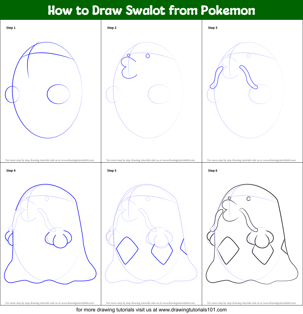 How to Draw Swalot from Pokemon Printable Step by Step